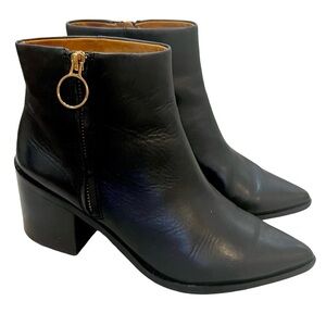 & Other Stories Leather Black Ankle Boots Size 9.5 US 40 EU Bootie Heel